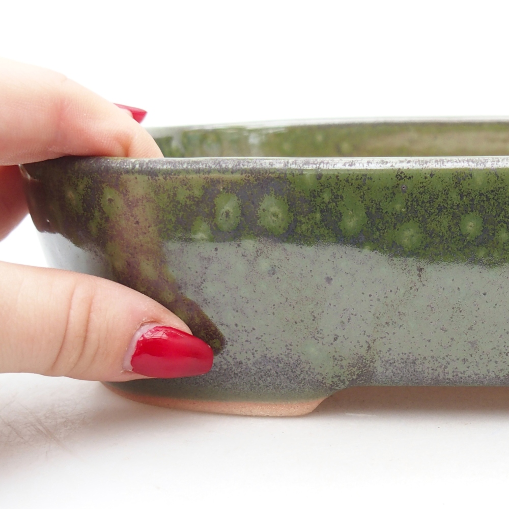 Keramická bonsajová miska 22,5 x 17 x 6 cm, zelená