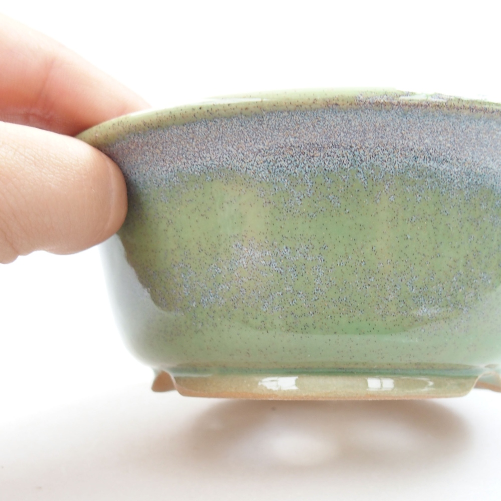 Keramická bonsai miska 12,5 x 12,5 x 5 cm, farba zelená