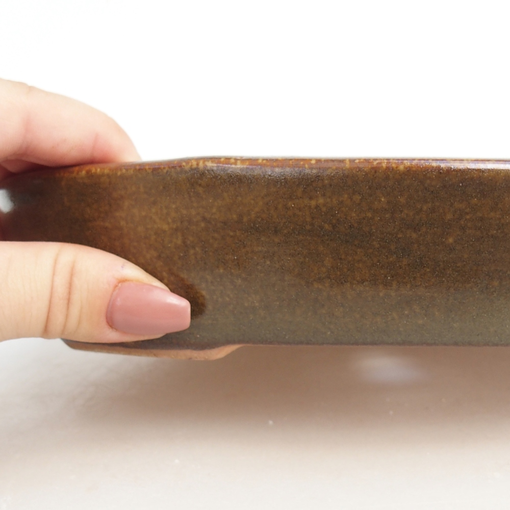 Keramická miska na bonsaje 22 x 17 x 4 cm, hnedá