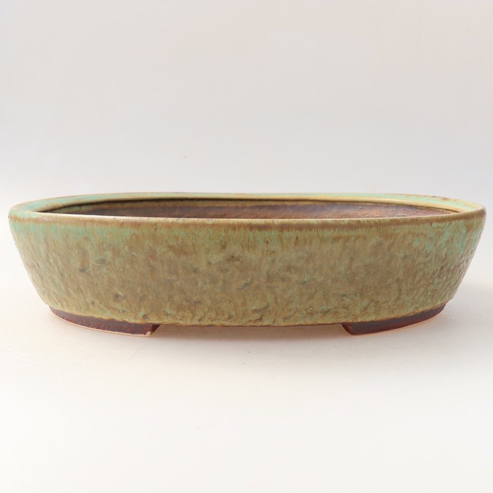 Keramická bonsajová miska 27 x 24 x 6 cm, zelená