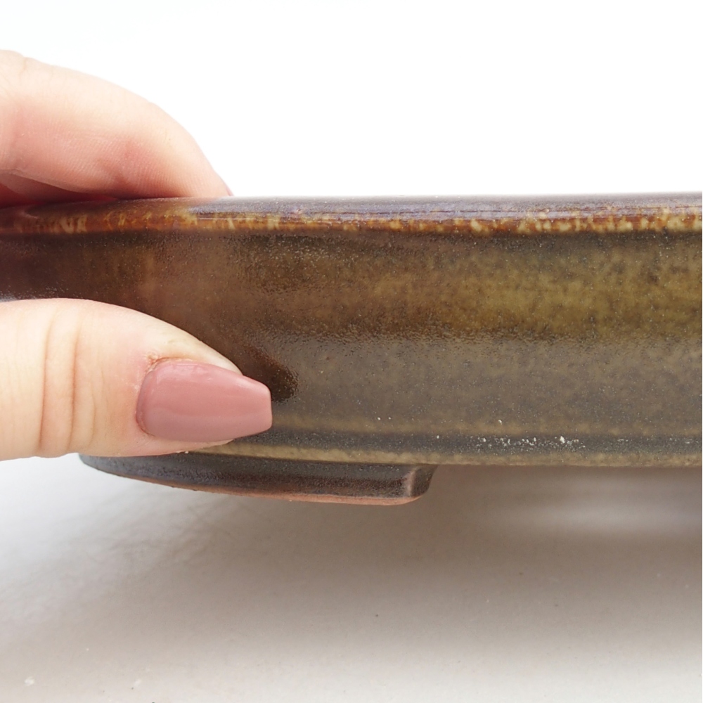 Keramická miska na bonsaje 24,5 x 20 x 4 cm, hnedá