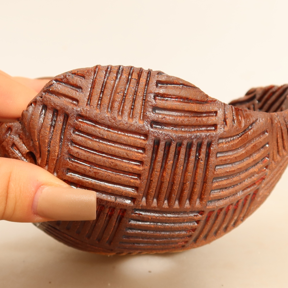 Keramická škrupina na kokedamu 13,5 x 13 x 7,5 cm, farba hnedá