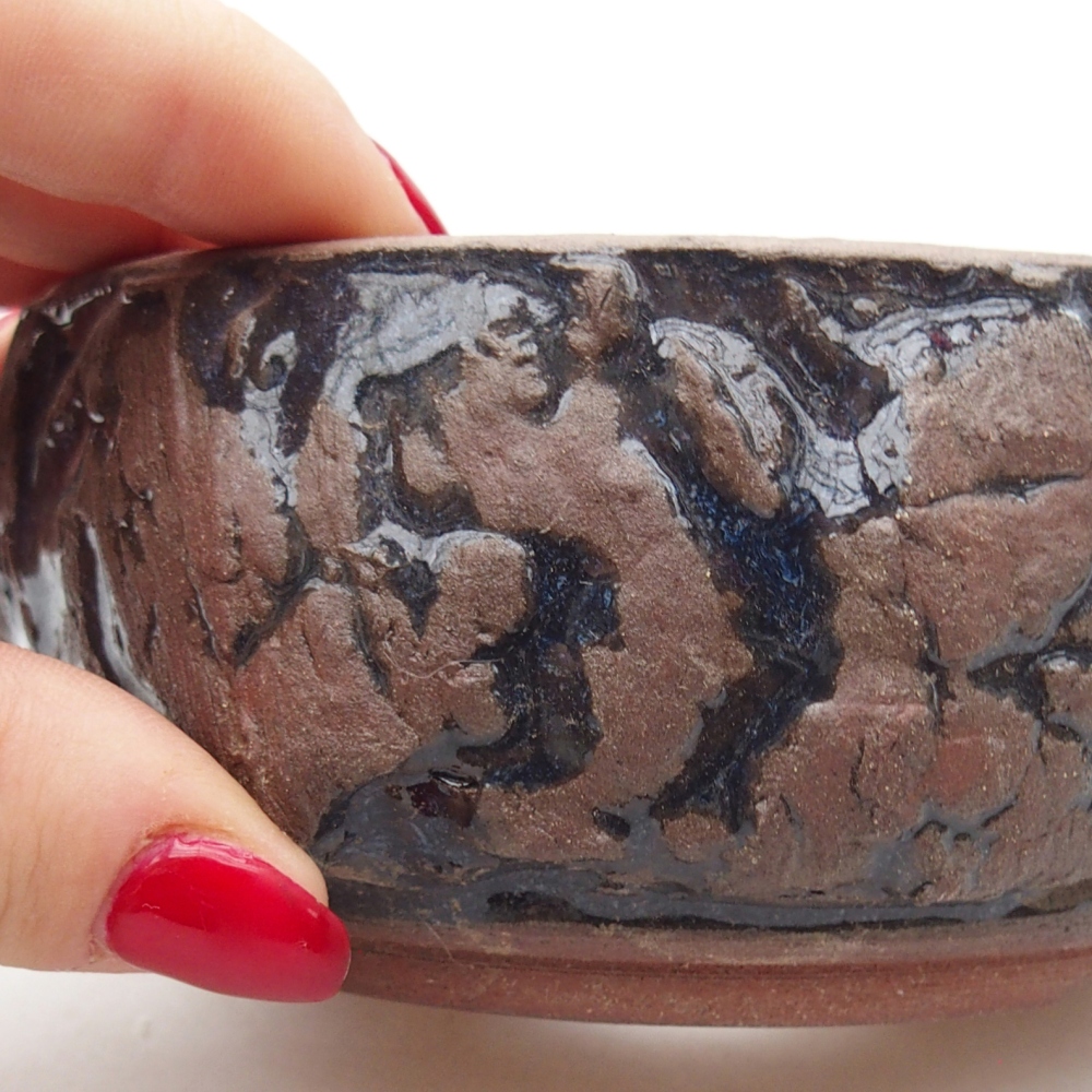 Keramická miska na bonsaje 10,5 x 10,5 x 5 cm, hnedá