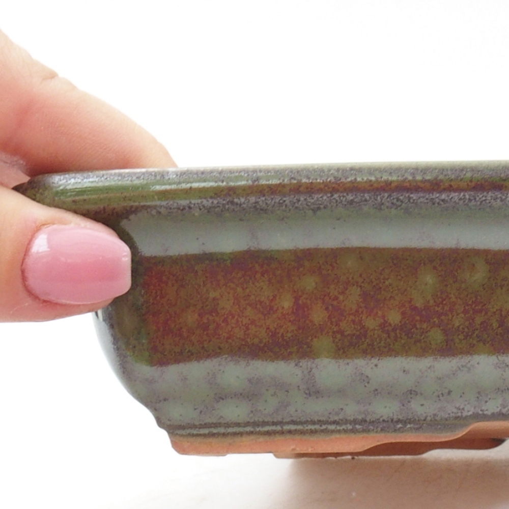 Keramická bonsai miska 17,5 x 13 x 4 cm, farba zelená
