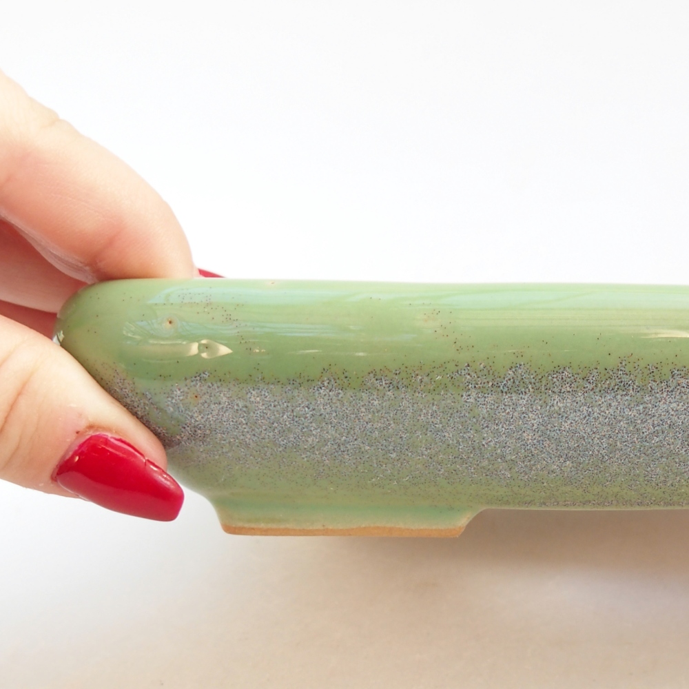 Keramická bonsajová miska 16,5 x 13,5 x 3,5 cm, zelená