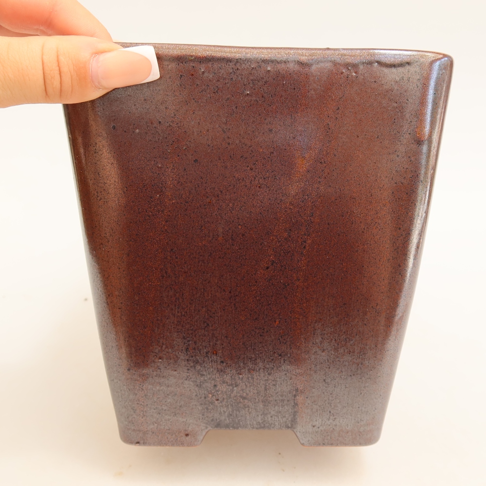 Keramická bonsajová miska 13,5 x 13,5 x 15 cm, farba kovu