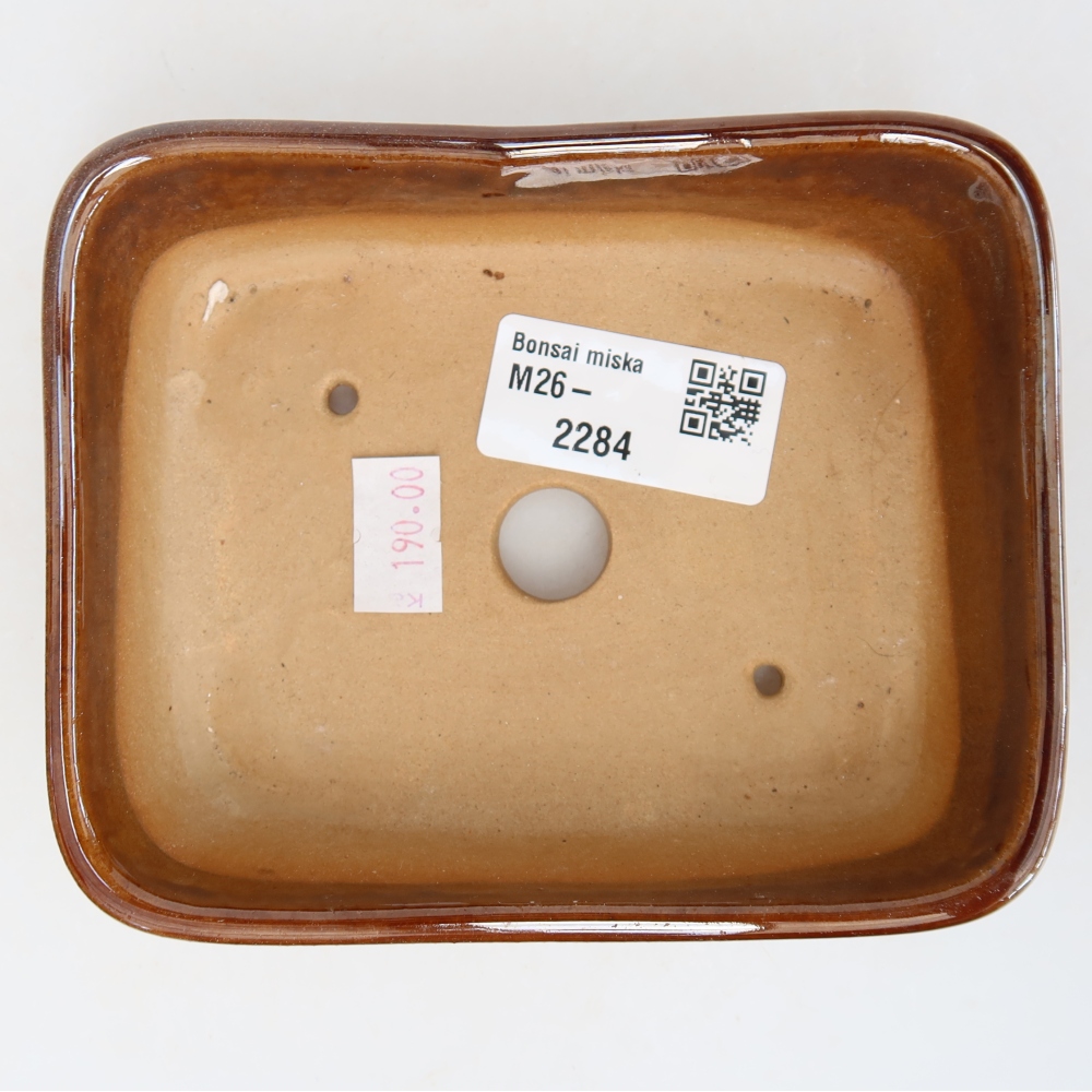 Keramická miska na bonsai 12,5 x 9,5 x 4 cm, farba hnedá