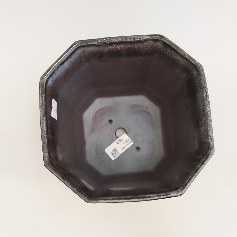 Keramická miska na bonsai 17,5 x 17,5 x 15,5 cm, farba: kovová