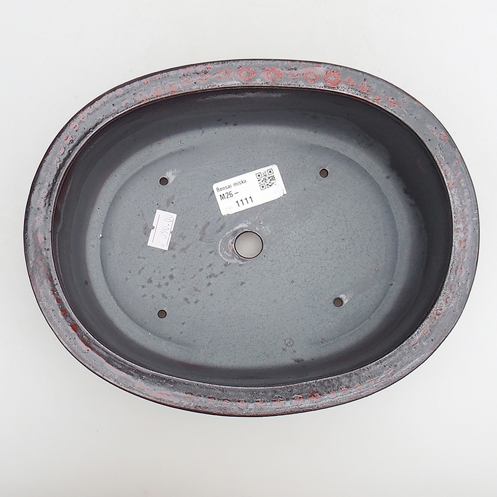 Keramická miska na bonsaje 23 x 19 x 7 cm, červeno-čierna