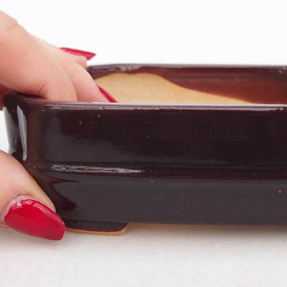 Keramická miska na bonsaje 12 x 10,5 x 4 cm, hnedá