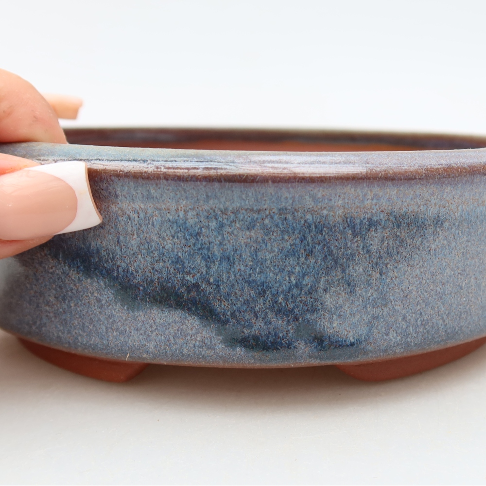 Keramická miska na bonsaje 14,5 x 14,5 x 5 cm, farba modrá