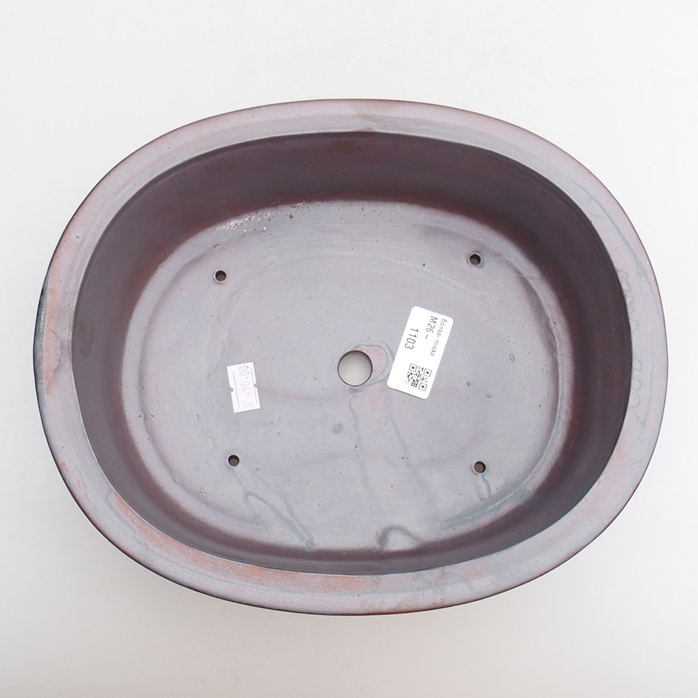 Keramická bonsajová miska 25 x 20,5 x 8 cm, farba kovu