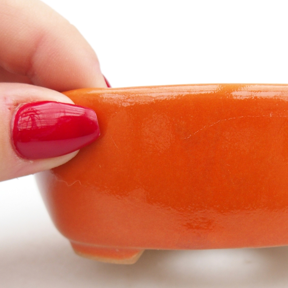 Keramická miska na bonsaje 9,5 x 7,5 x 3,5 cm, oranžová