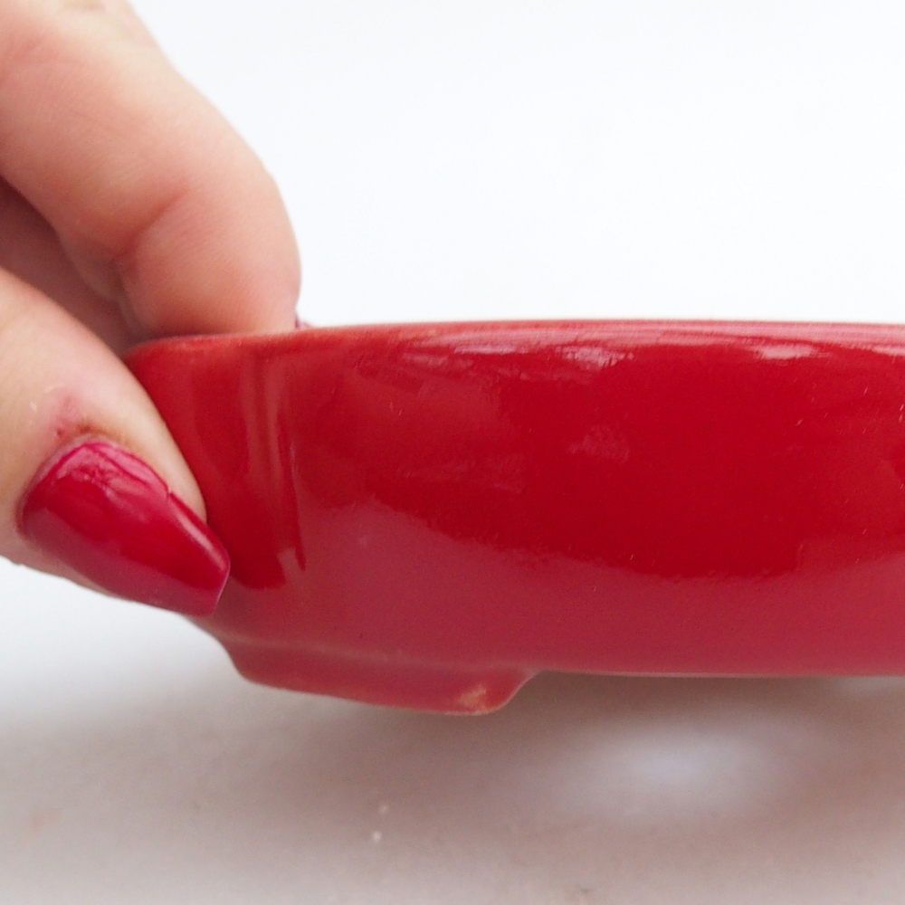 Keramická bonsajová miska 11 x 11 x 3 cm, farba červená