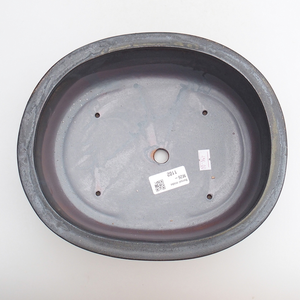 Keramická bonsajová miska 25 x 20,5 x 8 cm, farba kovu