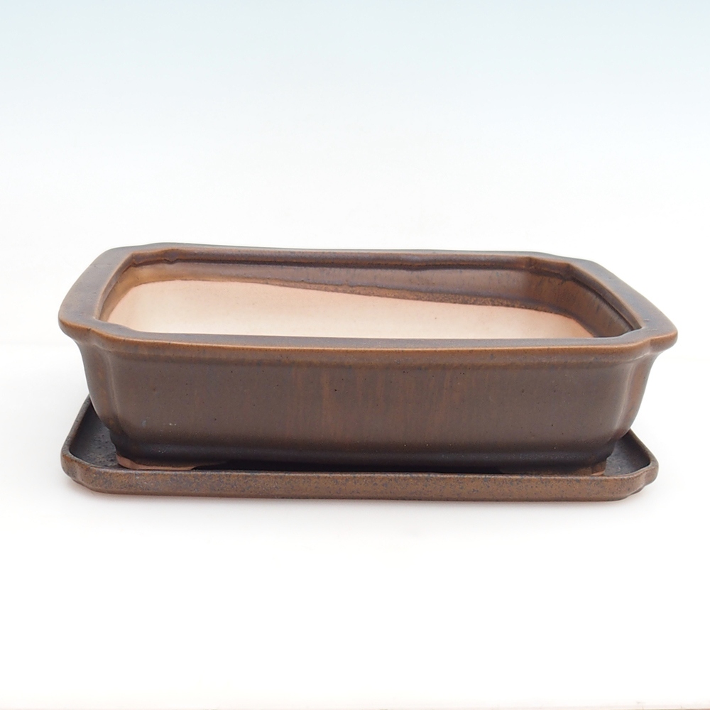 Miska na bonsaj + tanier H20 - 26,5 x 21,5 x 6,5 cm. - hnedá