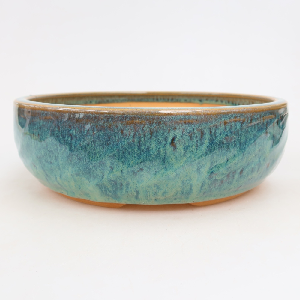 Keramická miska na bonsaje 22,5 x 22,5 x 7 cm, farba modrá