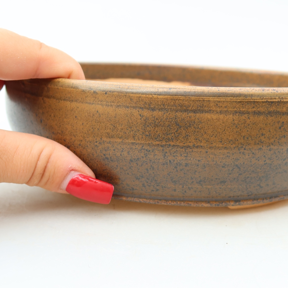 Keramická miska na bonsaje 19 x 19 x 5,5 cm, farba hnedá