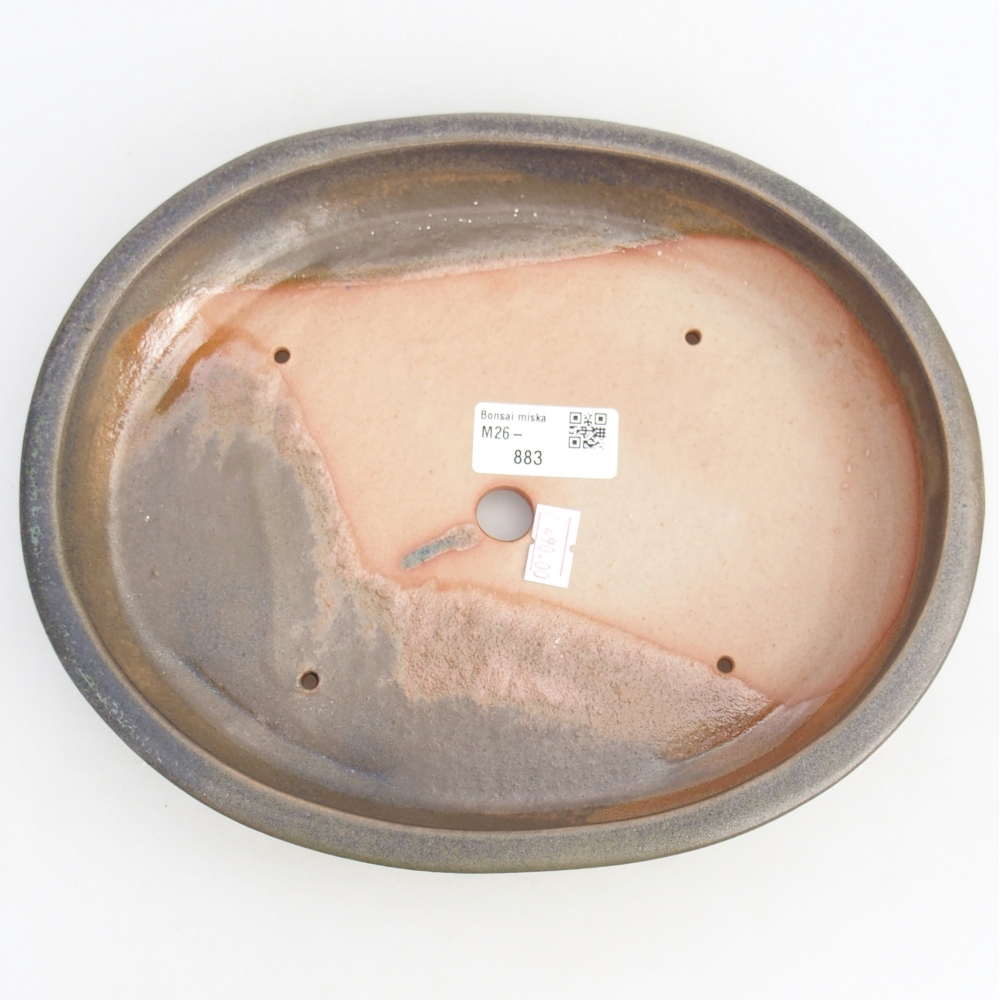 Keramická miska na bonsaje 24,5 x 20 x 4 cm, zeleno-šedá