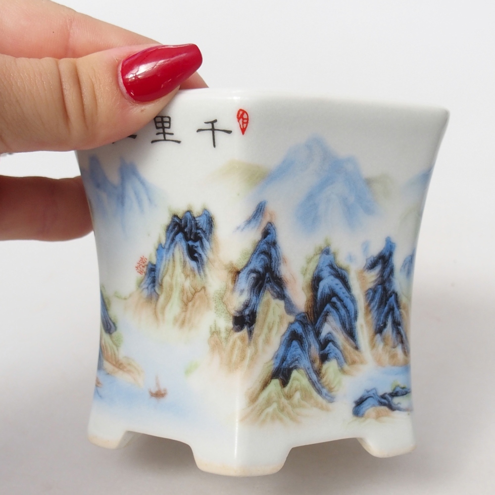 Keramická miska na bonsaje 10,5 x 9,5 x 9 cm, farba biela