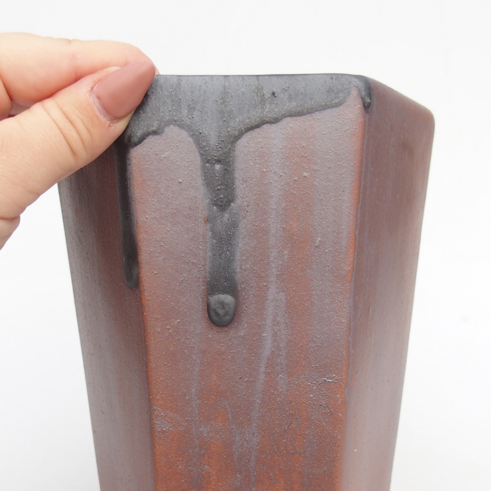 Keramická bonsajová miska 12,5 x 11,5 x 16,5 cm, farba kovu