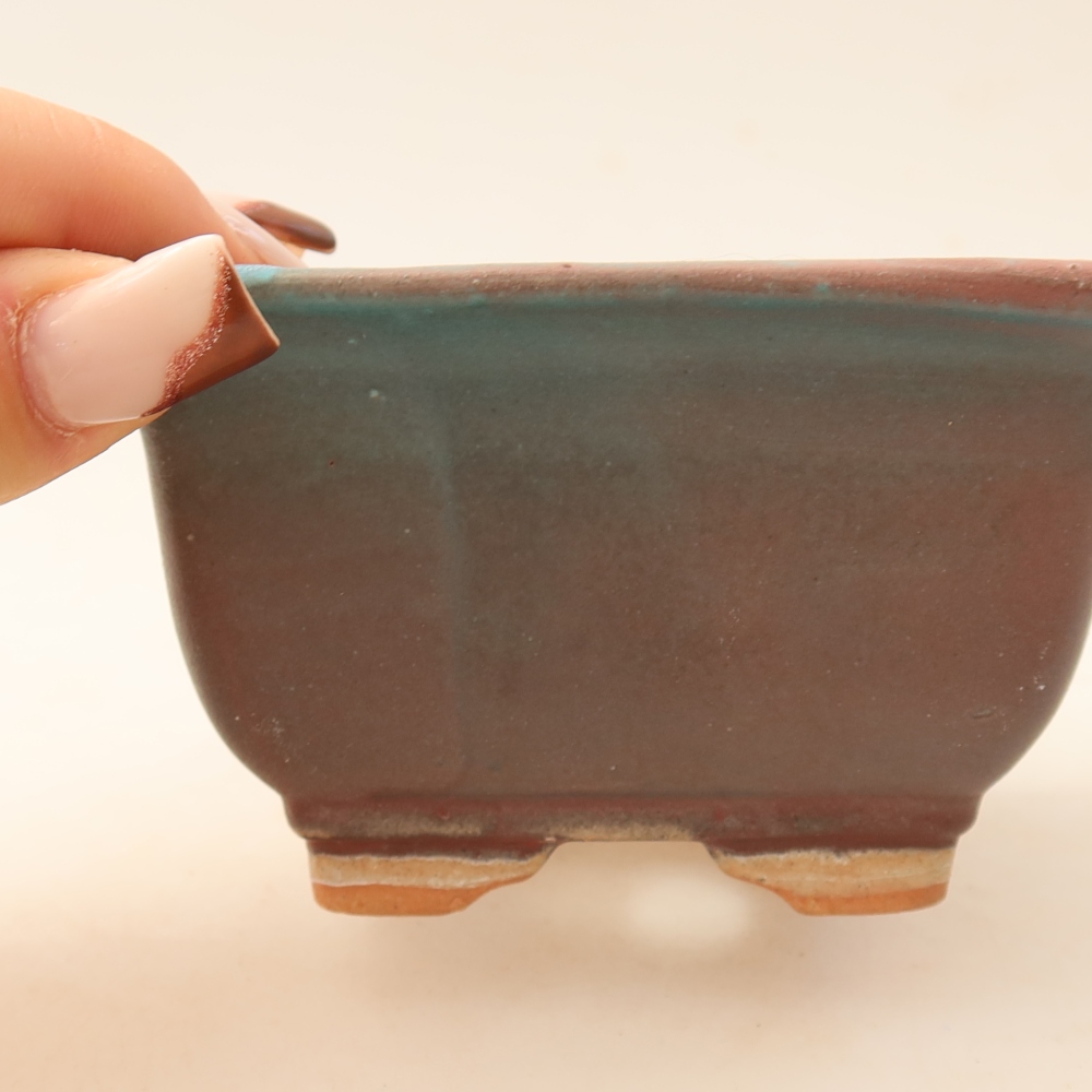 Keramická miska na bonsai 9,5 x 9,5 x 5,5 cm, farba: kovová