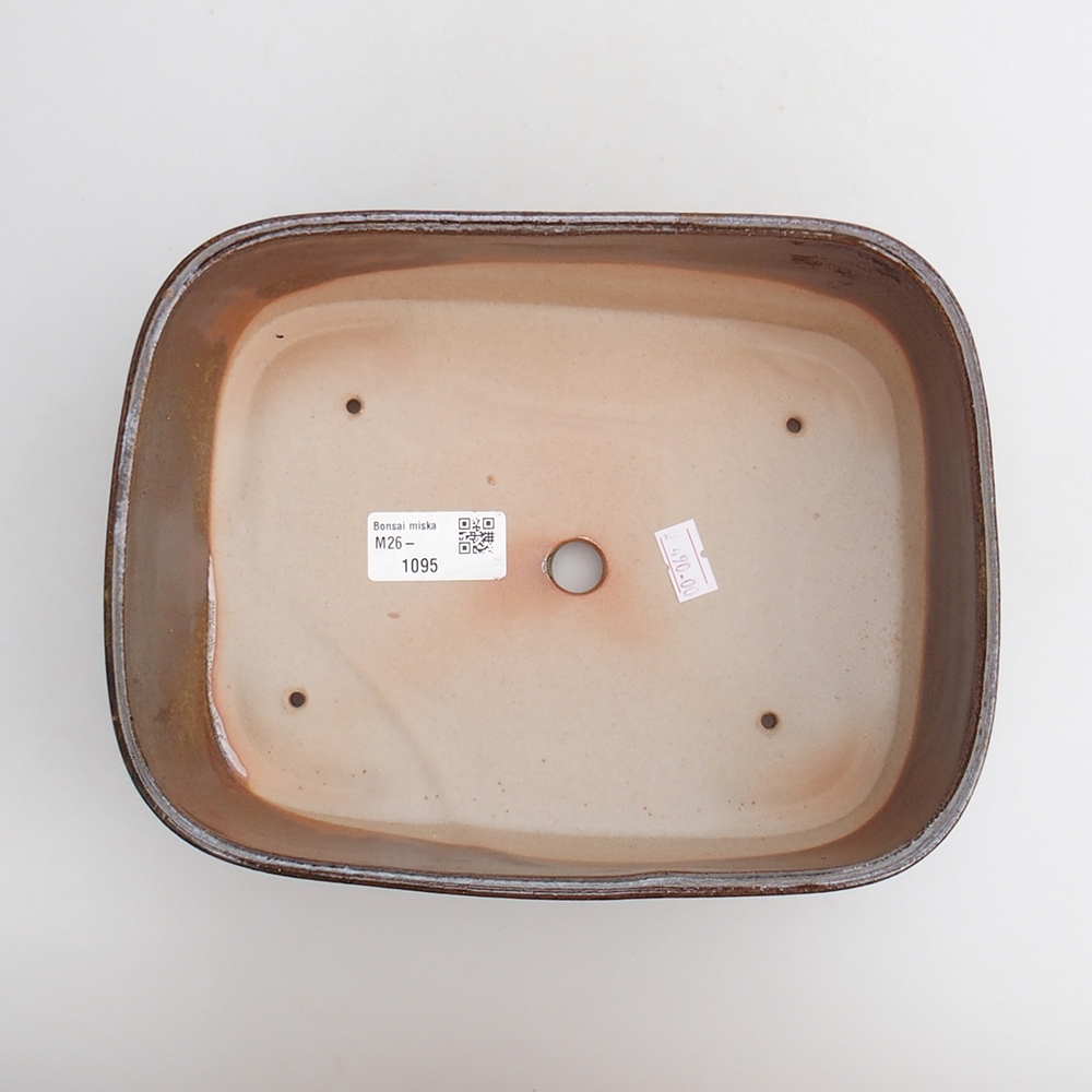 Keramická bonsajová miska 23 x 18 x 7,5 cm, farba hnedozelená