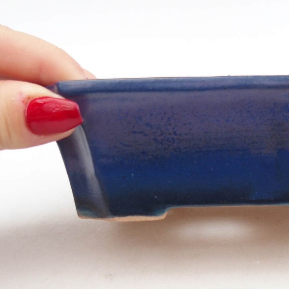 Keramická miska na bonsaje 13 x 10,5 x 4 cm, farba modrá