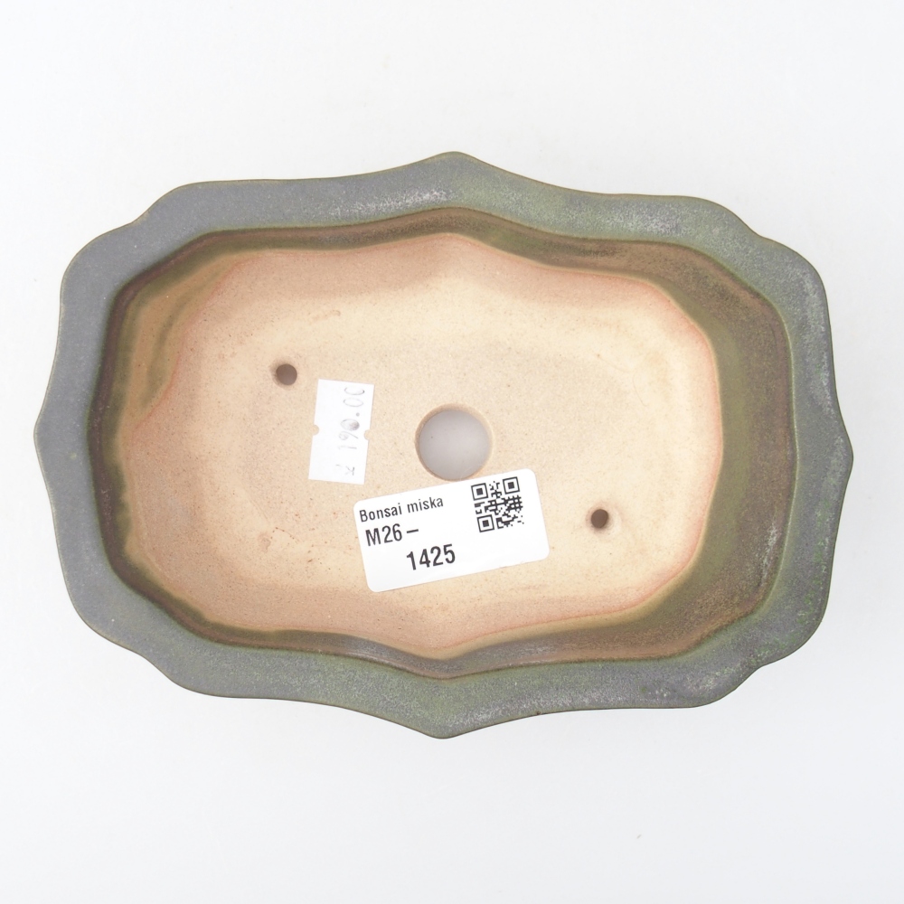Keramická miska na bonsaje 15,5 x 11 x 4,5 cm, zelená metalíza