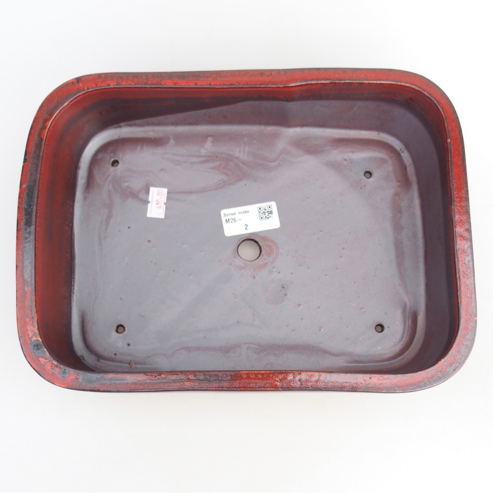 Keramická bonsajová miska 28,5 x 21 x 7,5 cm, farba červená