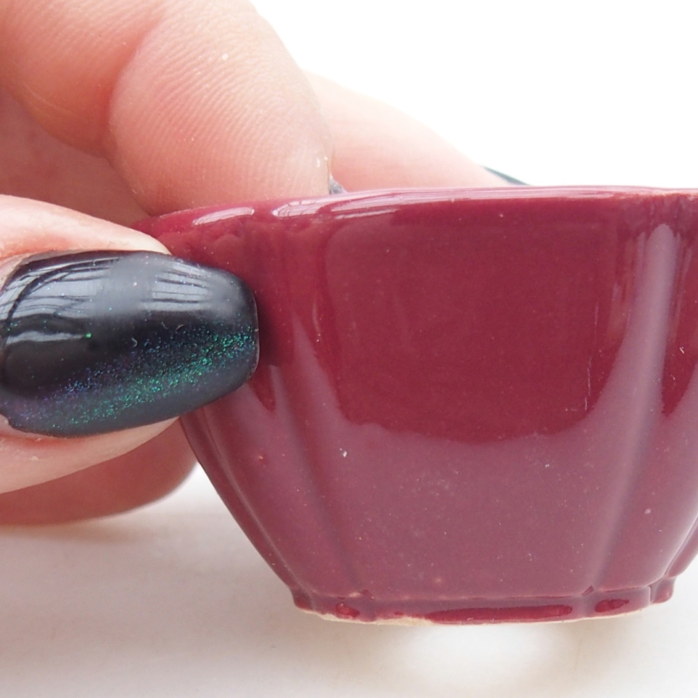 Mini bonsajová miska 4,5 x 4,5 x 2,5 cm, bordová