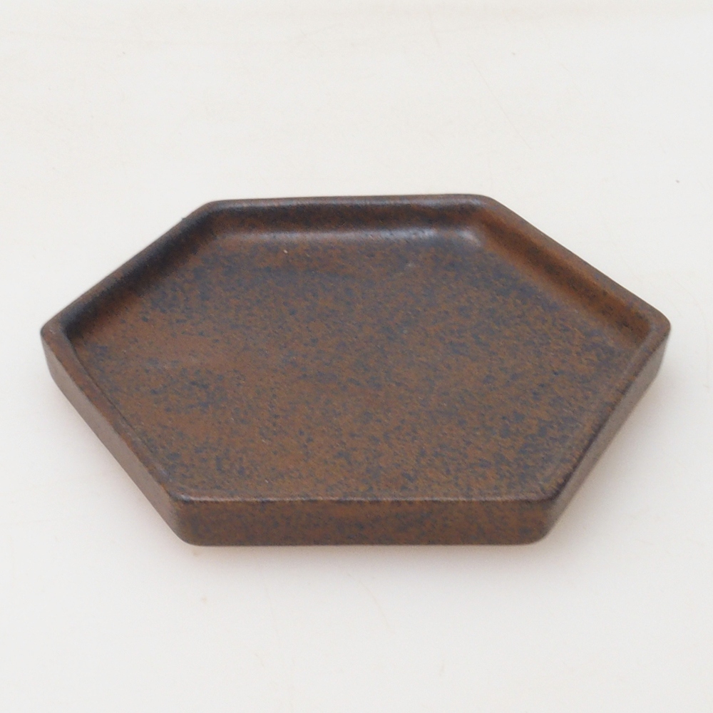 Bonsai podmiska šesťhran D3 - 11 x 9,5 x 1 cm - hnedá