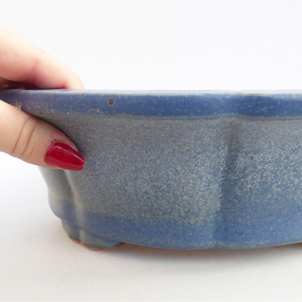 Keramická miska na bonsaje 27 x 27 x 8 cm, farba modrá