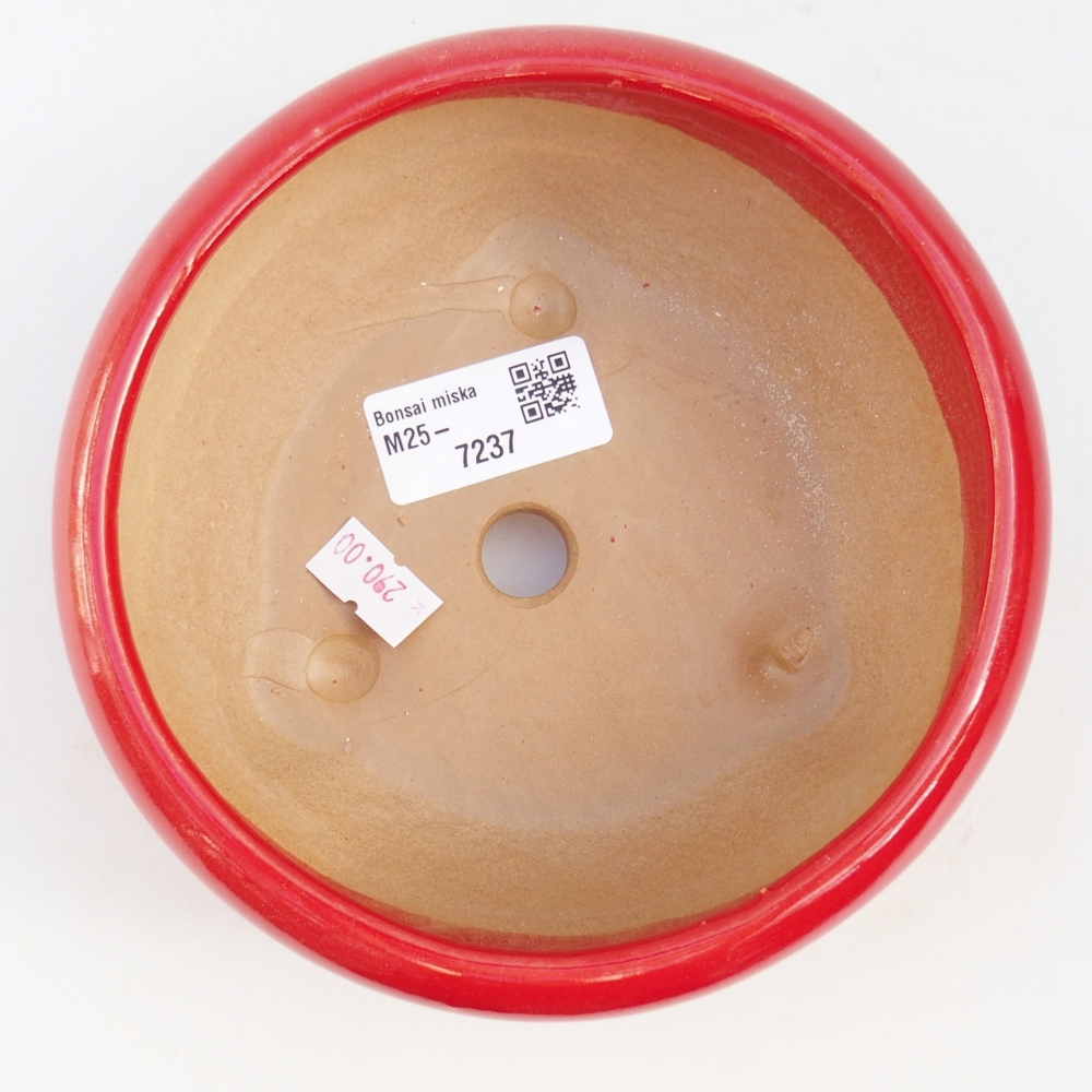 Keramická bonsajová miska 14,5 x 14,5 x 7 cm, farba červená