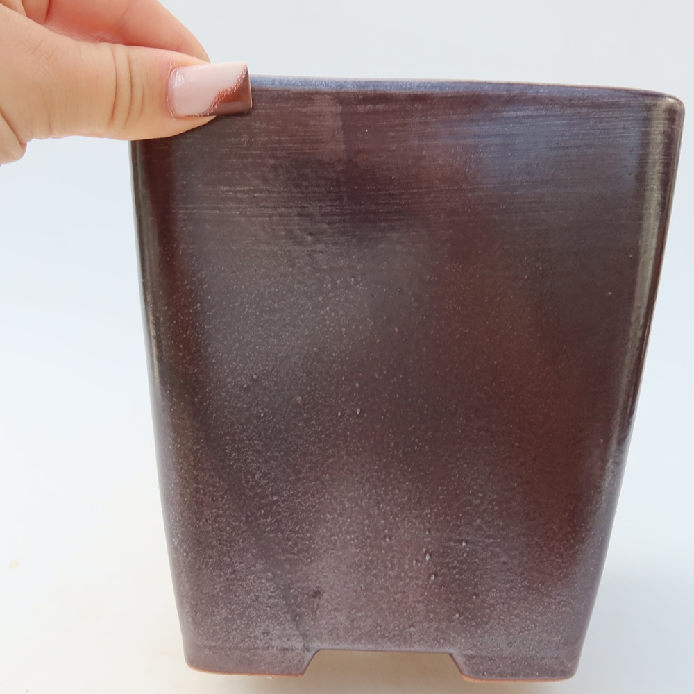 Keramická bonsajová miska 13,5 x 13,5 x 15 cm, farba kovu