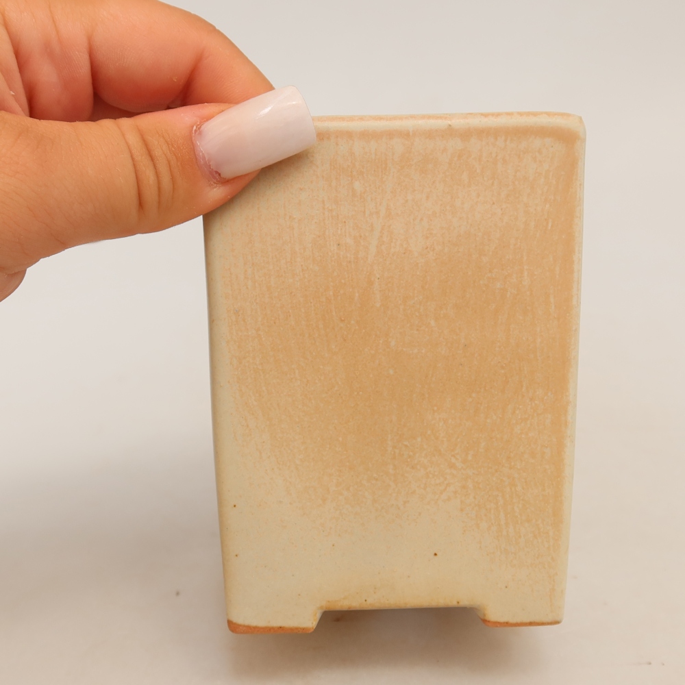 Keramická miska na bonsaje 7,5 x 7,5 x 10 cm, farba béžová