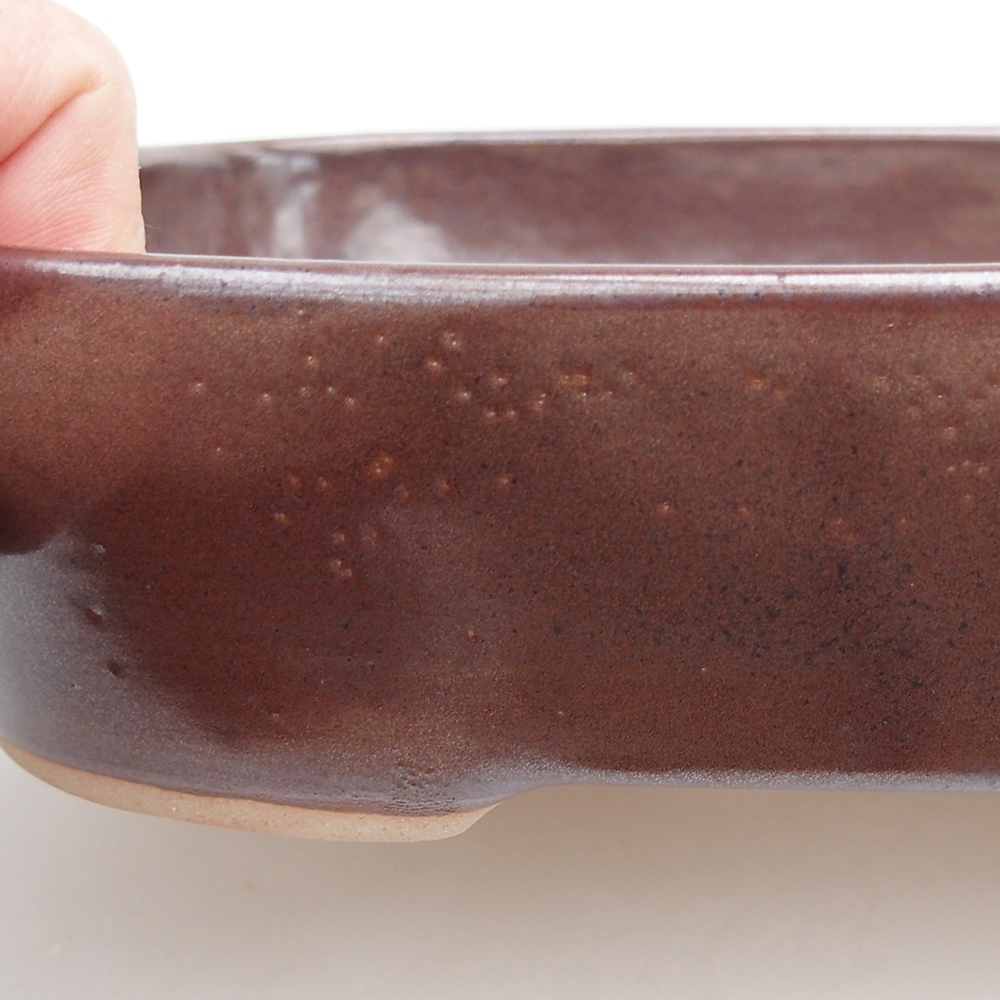 Keramická miska na bonsaje 23 x 18,5 x 5,5 cm, hnedá