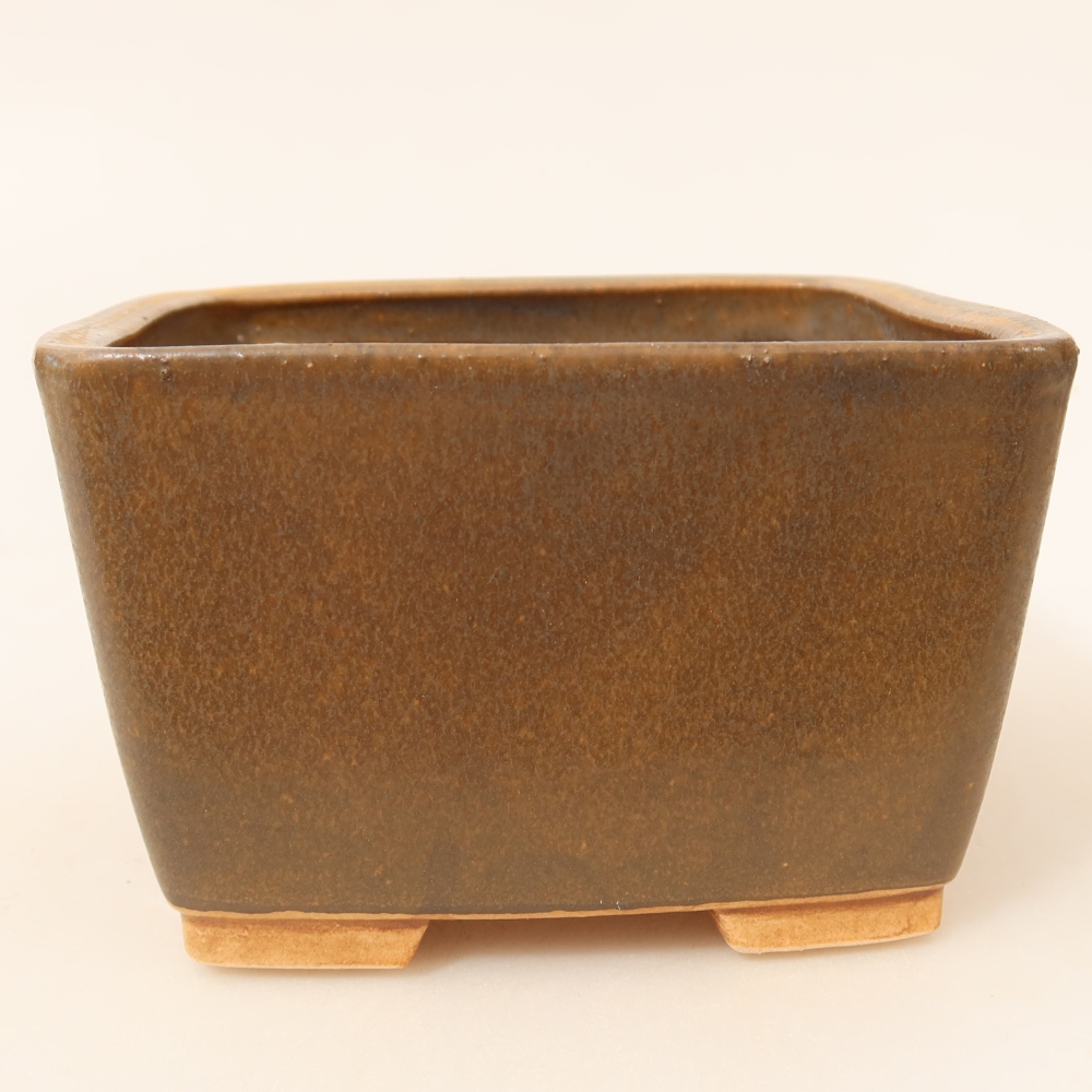 Keramická miska na bonsaje 13 x 13 x 8 cm, hnedá