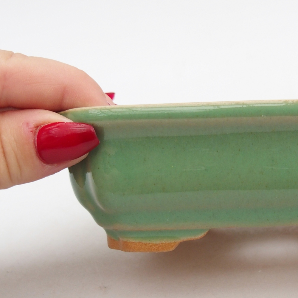 Keramická bonsajová miska 14 x 11 x 4 cm, zelená