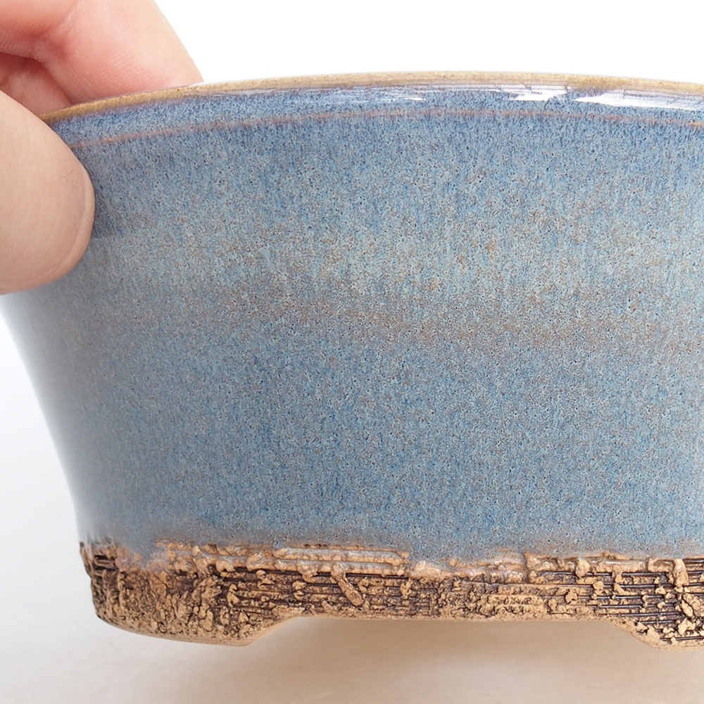 Keramická miska na bonsaje 17,5 x 17,5 x 7 cm, farba modrá