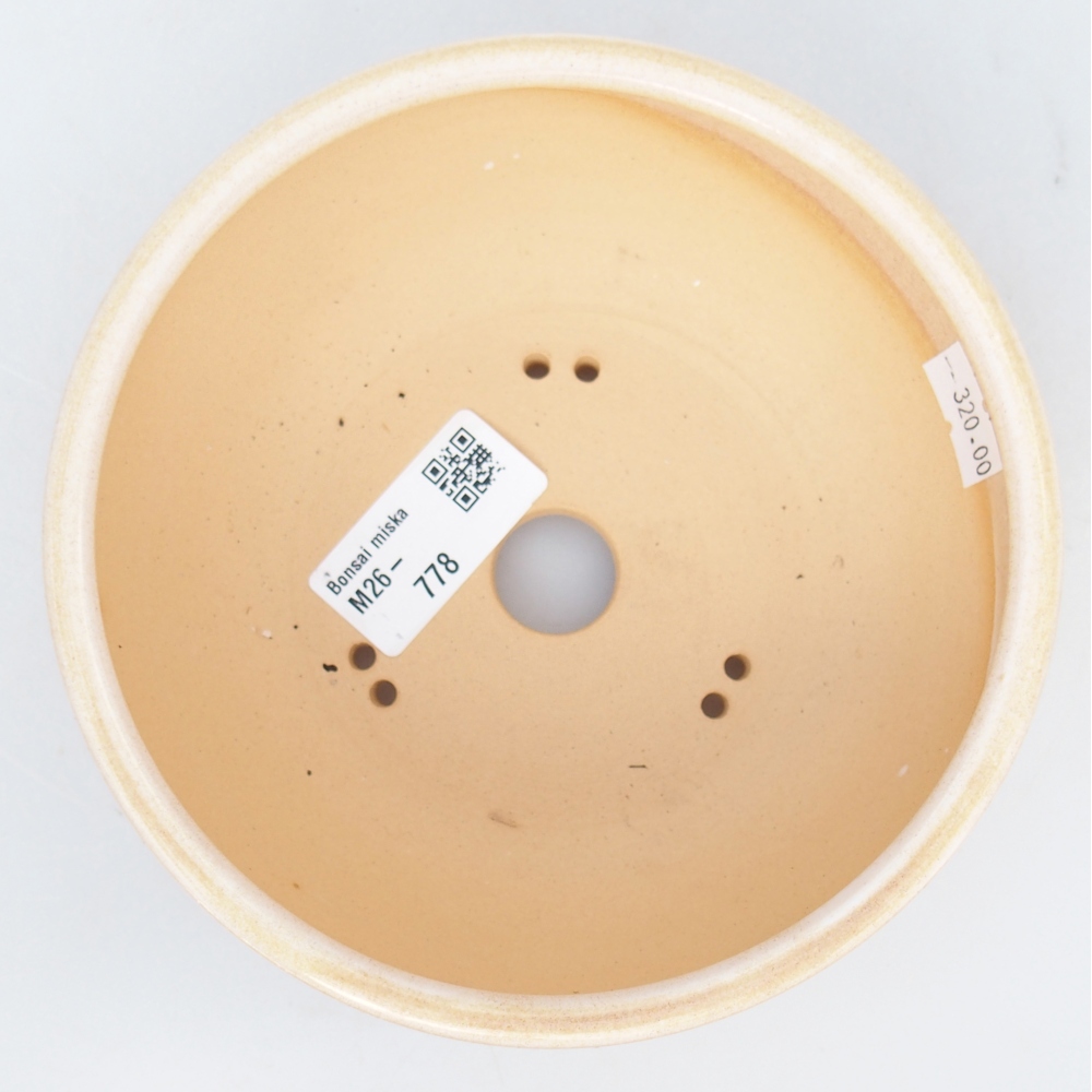 Keramická bonsajová miska 14,5 x 14,5 x 5,5 cm, farba béžová