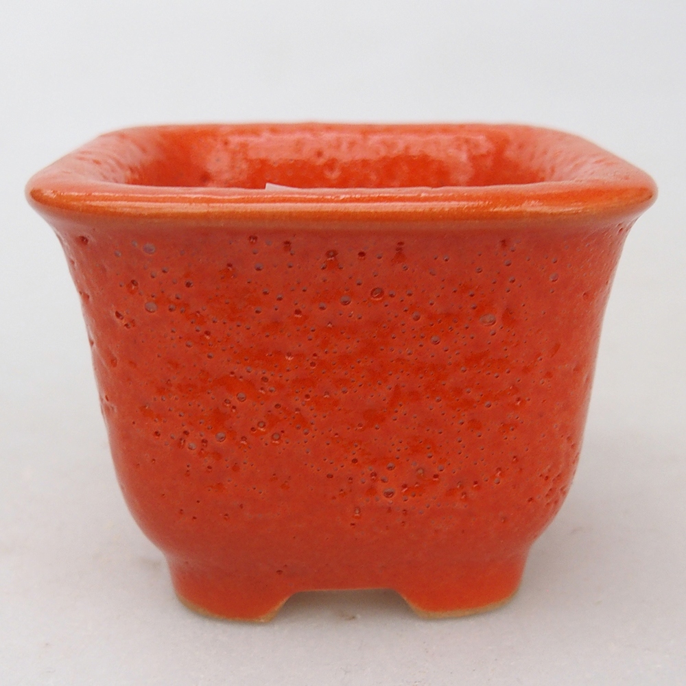 Keramická miska na bonsaje 6,5 x 6,5 x 5 cm, oranžová