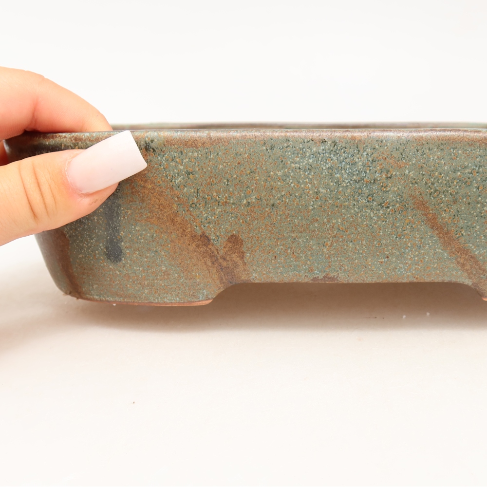Keramická miska na bonsaje 23 x 18 x 5,5 cm, farba hnedozelená