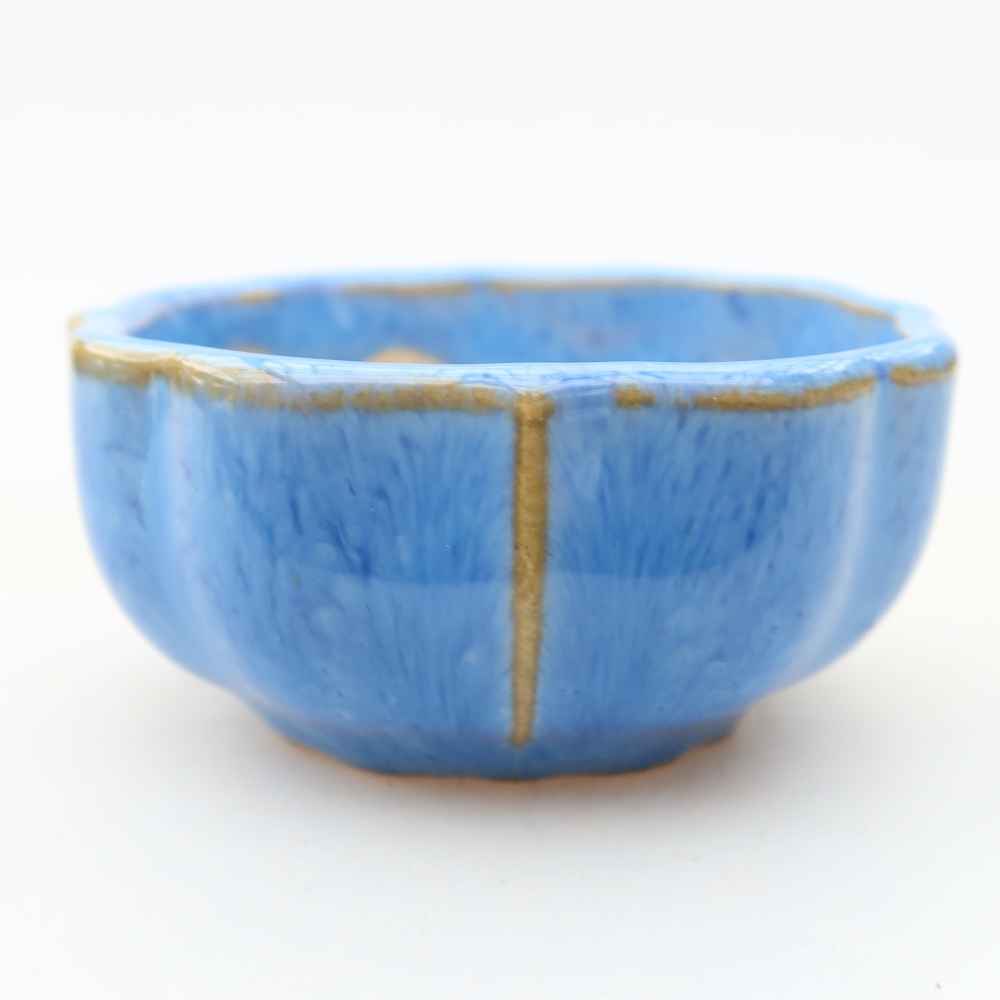 Keramická miska na bonsaje 6 x 6 x 3 cm, modrá farba