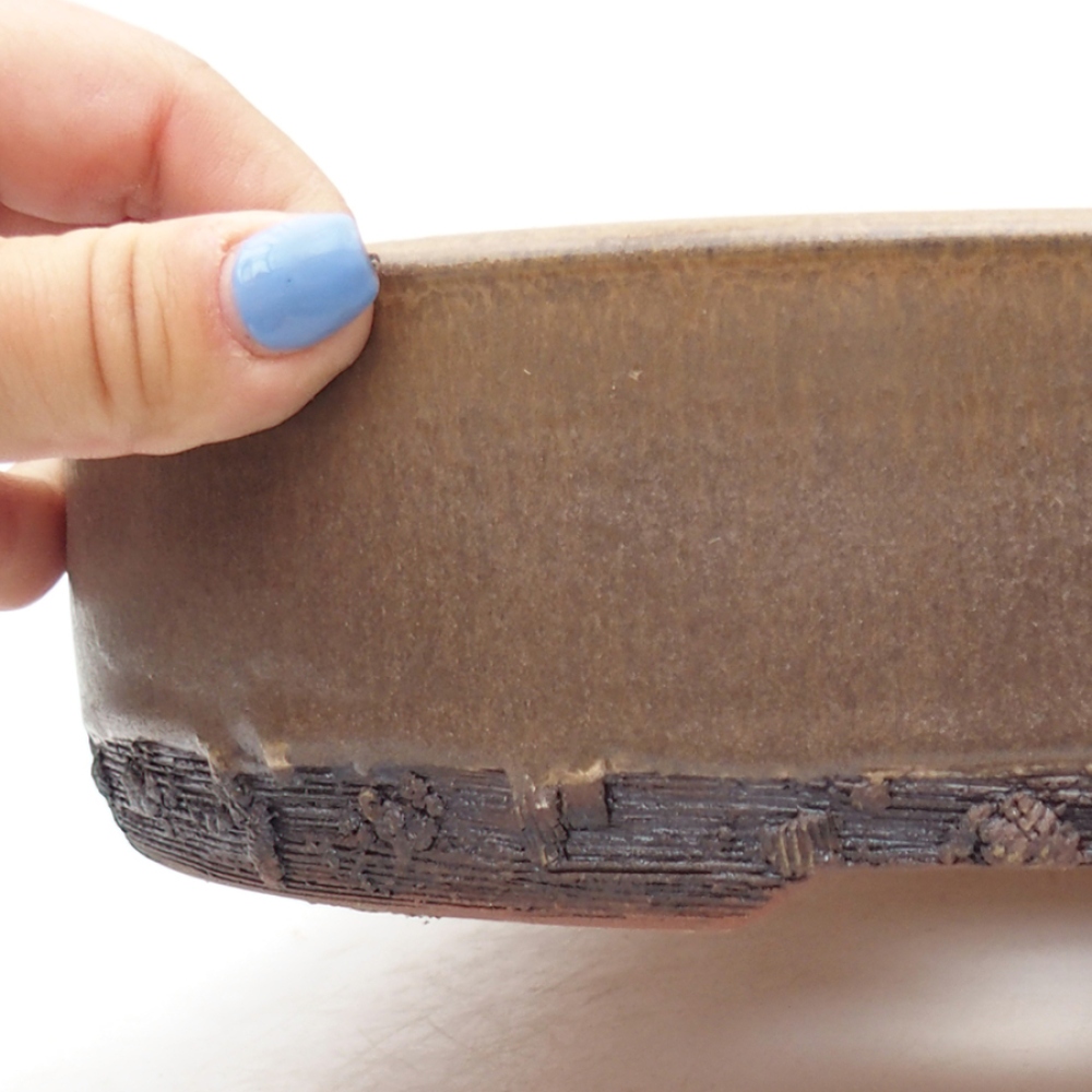 Keramická bonsai miska 24,5 x 24,5 x 6 cm, farba hnedá