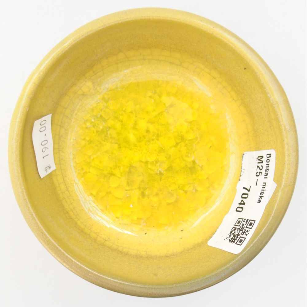 Keramická miska na bonsaje 9,5 x 9,5 x 5 cm, žltá