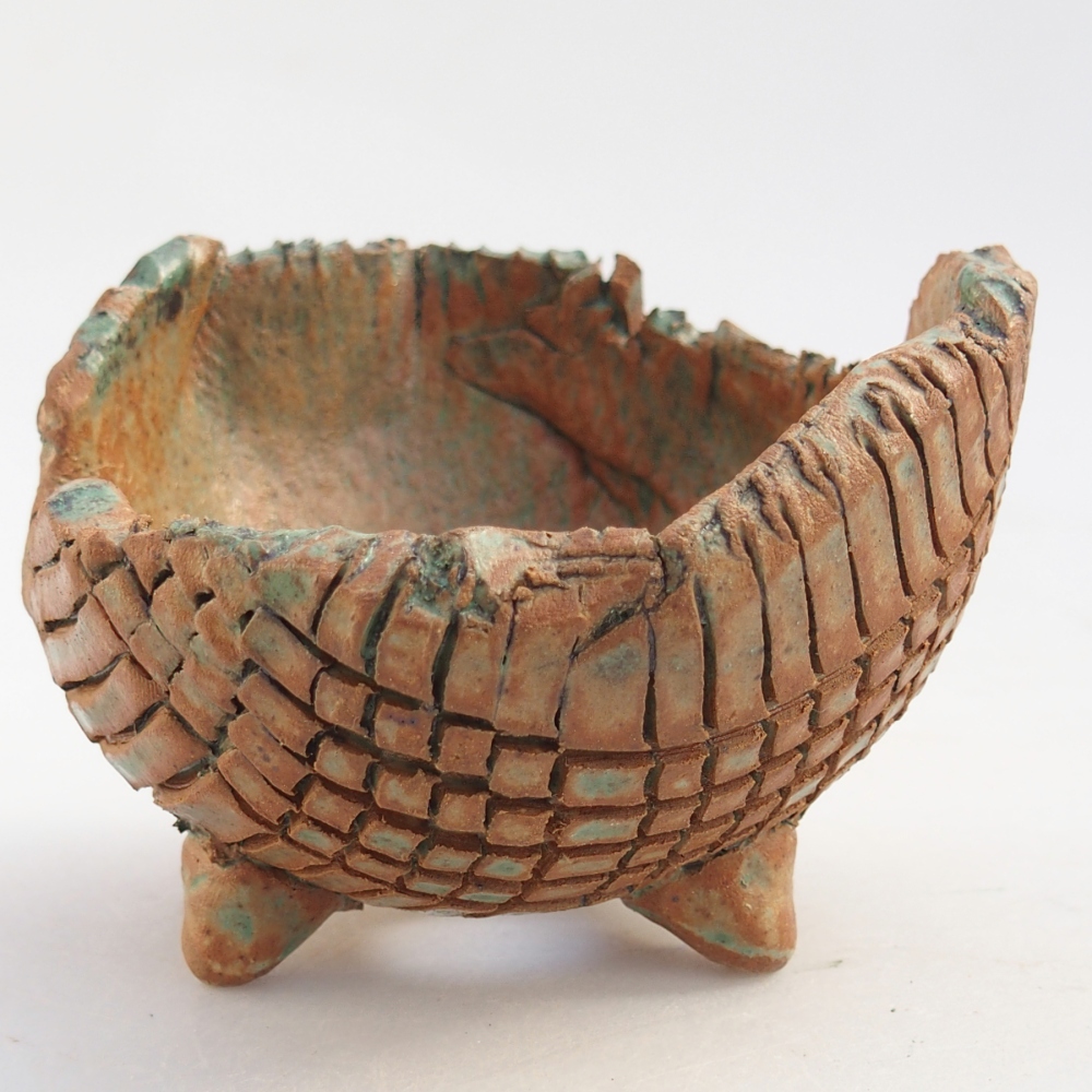 Keramická mušľa 10 x 9,5 x 7,5 cm , farba hnedo-zelená