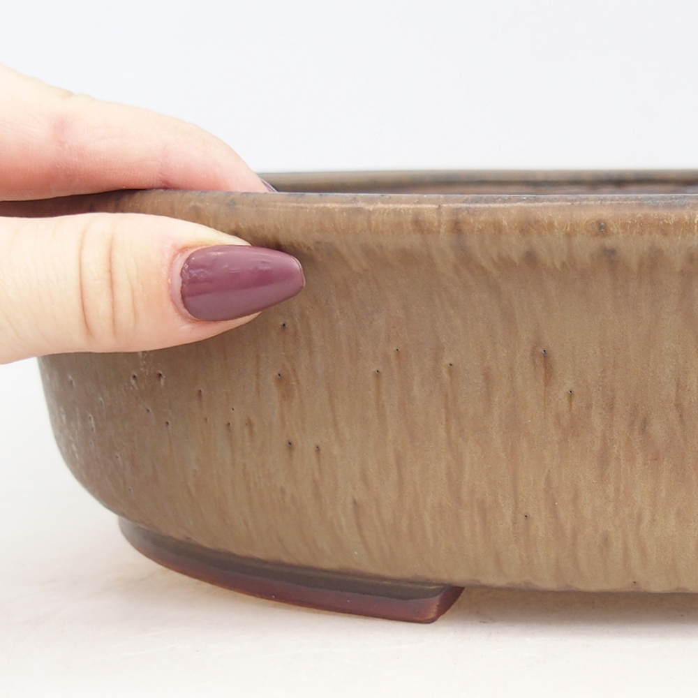Keramická bonsai miska 32,5 x 28,5 x 7 cm, farba hnedá