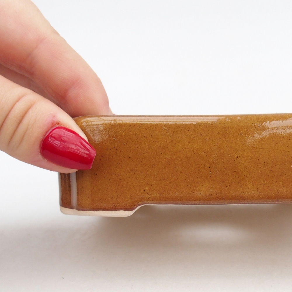 Keramická miska na bonsaje 11 x 9 x 3 cm, hnedá