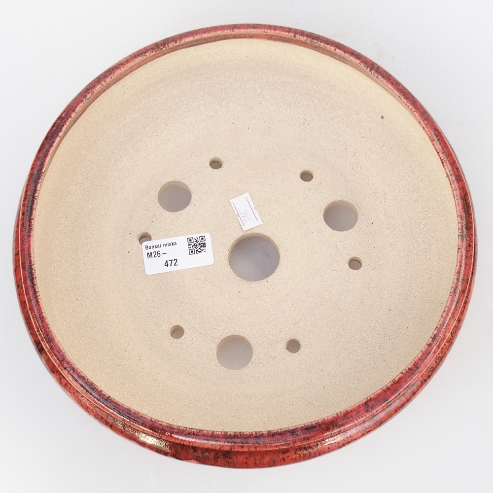 Keramická bonsajová miska 25 x 25 x 7,5 cm, farba červená